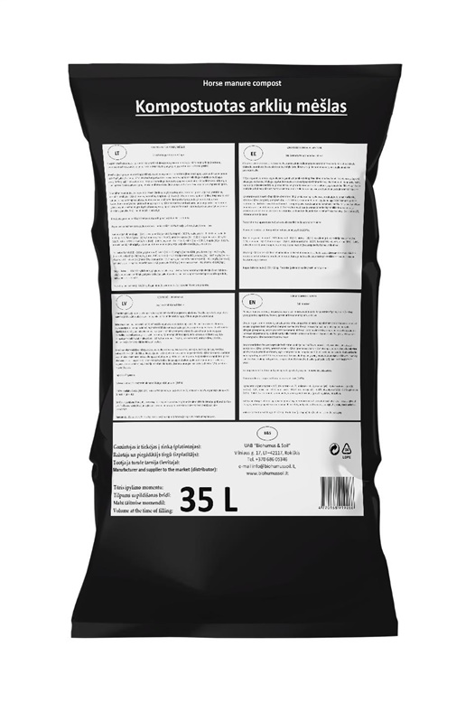 Kompostovaný konský hnoj na zeleninu, gély, sadenice, 35 l