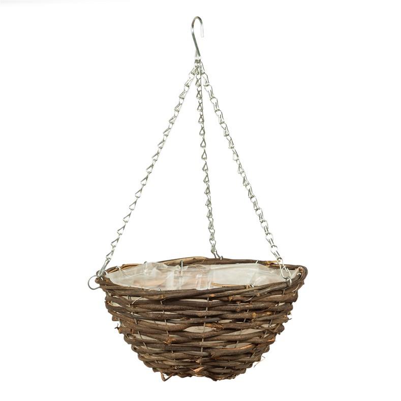 Prútený drevený závesný hrniec, O30cm