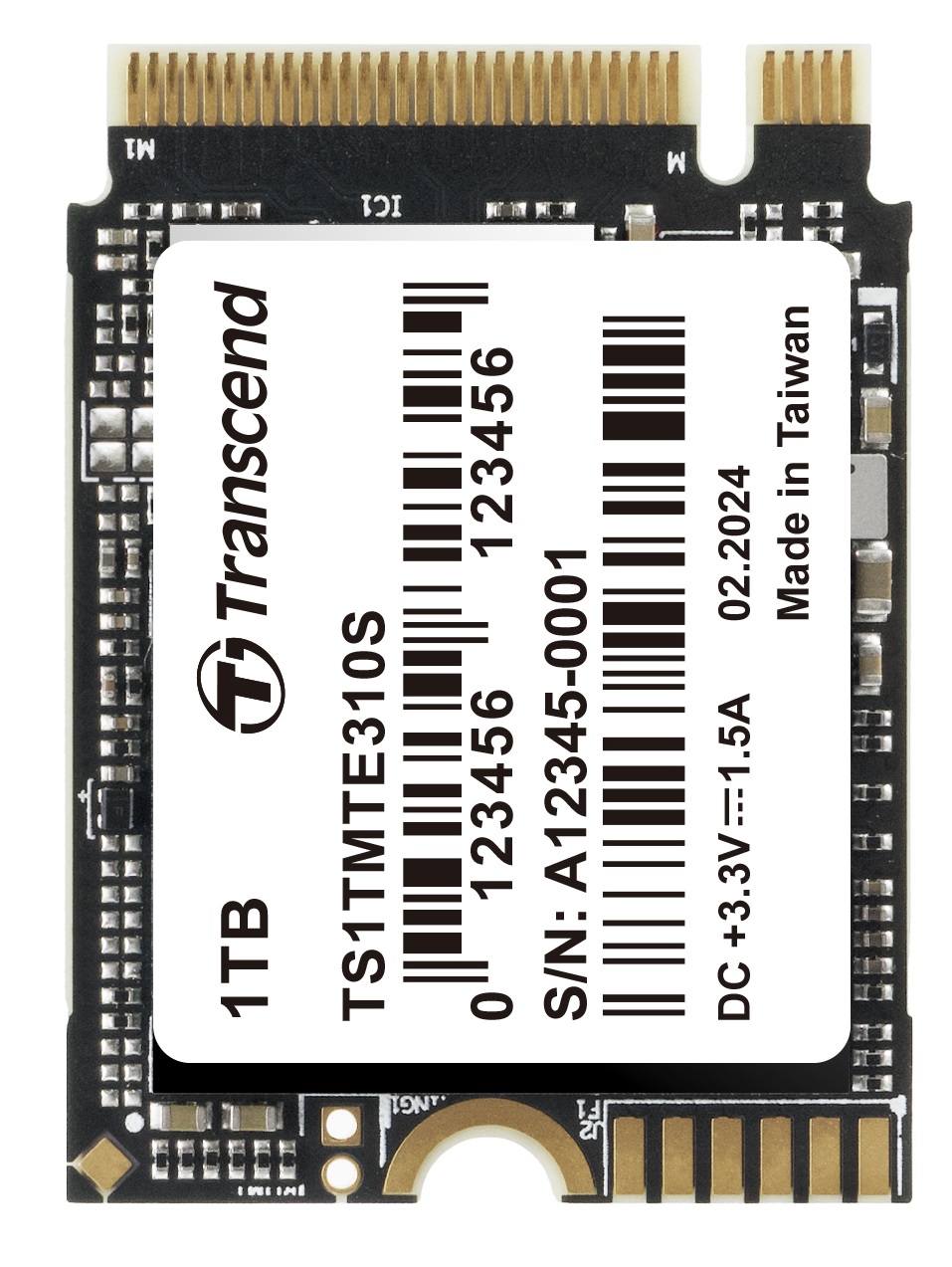 Transcend MTE310S 1TB SSD disk M.2 2230, NVMe PCIe Gen4 x4, 3D TLC, DRAM-less, 5000MB/s R, 3500MB/s W