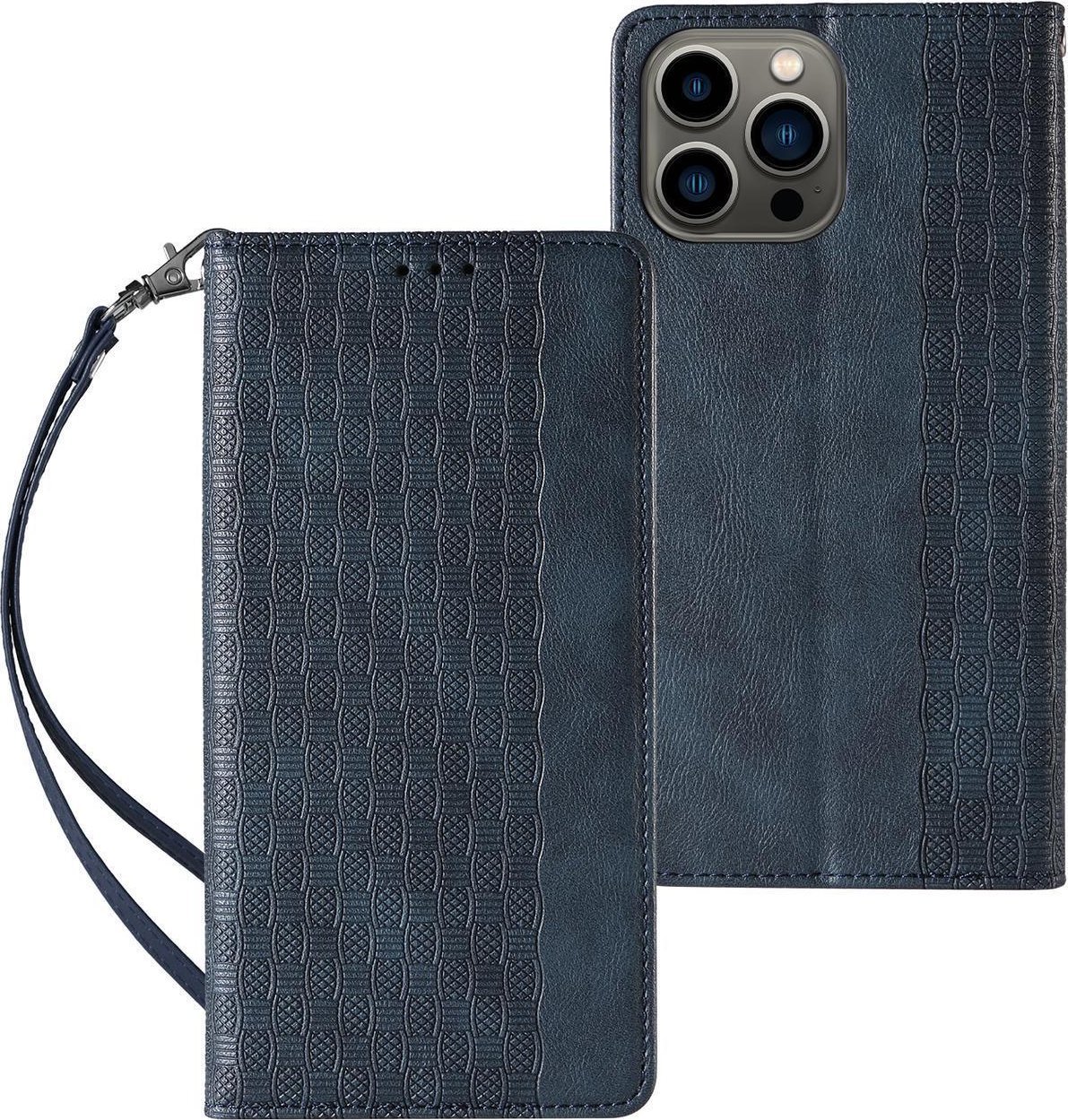 Pouzdro Hurtel Magnet Strap Case Kryt pouzdra iPhone 14 Plus s mini stojánkem na šňůrku s chlopní