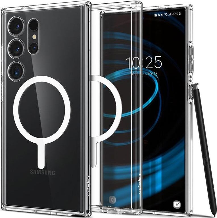 Spigen Spigen Ultra Hybrid OneTap kovový prsten MagSafe, bílý - Samsung Galaxy S24 Ultra