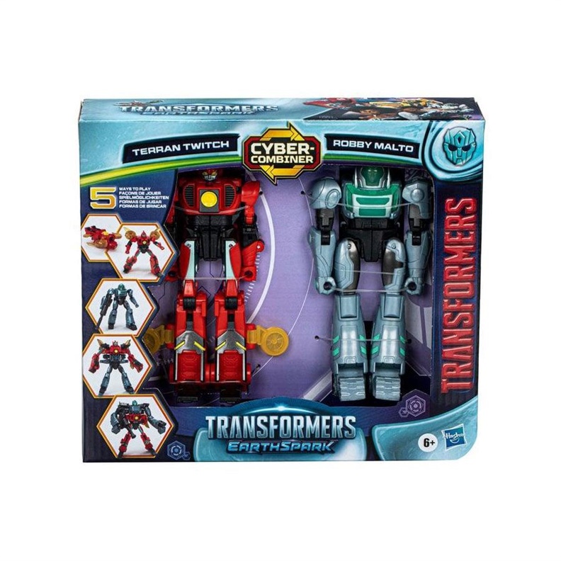 Hasbro Transformers EarthSpark Cyber-Combiner Terran Twitch a Robby Malto, figurka na hraní