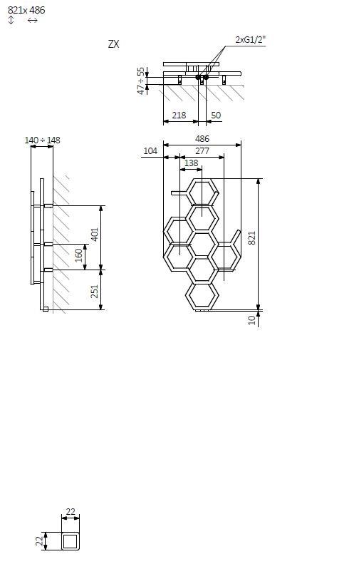 Vandeninis rankšluosčiu džiovintuvas Terma Hex 122X48