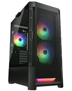 COUGAR Airface RGB Black | PC Case | Mid Tower / Mesh Front Panel / 2 x 140mm ARGB Fans / 1x 120mm ARGB Fan / TG Le