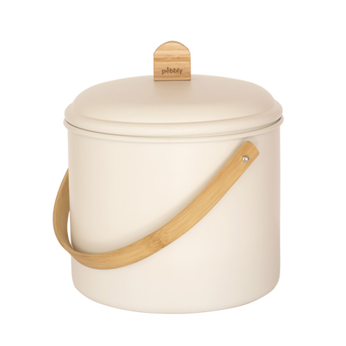 Kompostér Pebbly, NBA202, vel. S, krémový, 3,5 l, průměr 21,5 x výška 15 cm, uhlíkový filtr