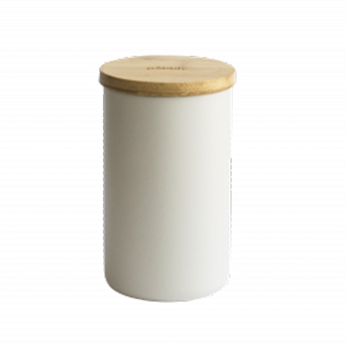 Dóza Pebbly, NBA188, kovová, 650 ml, kulatá, krémová, bambusové víko