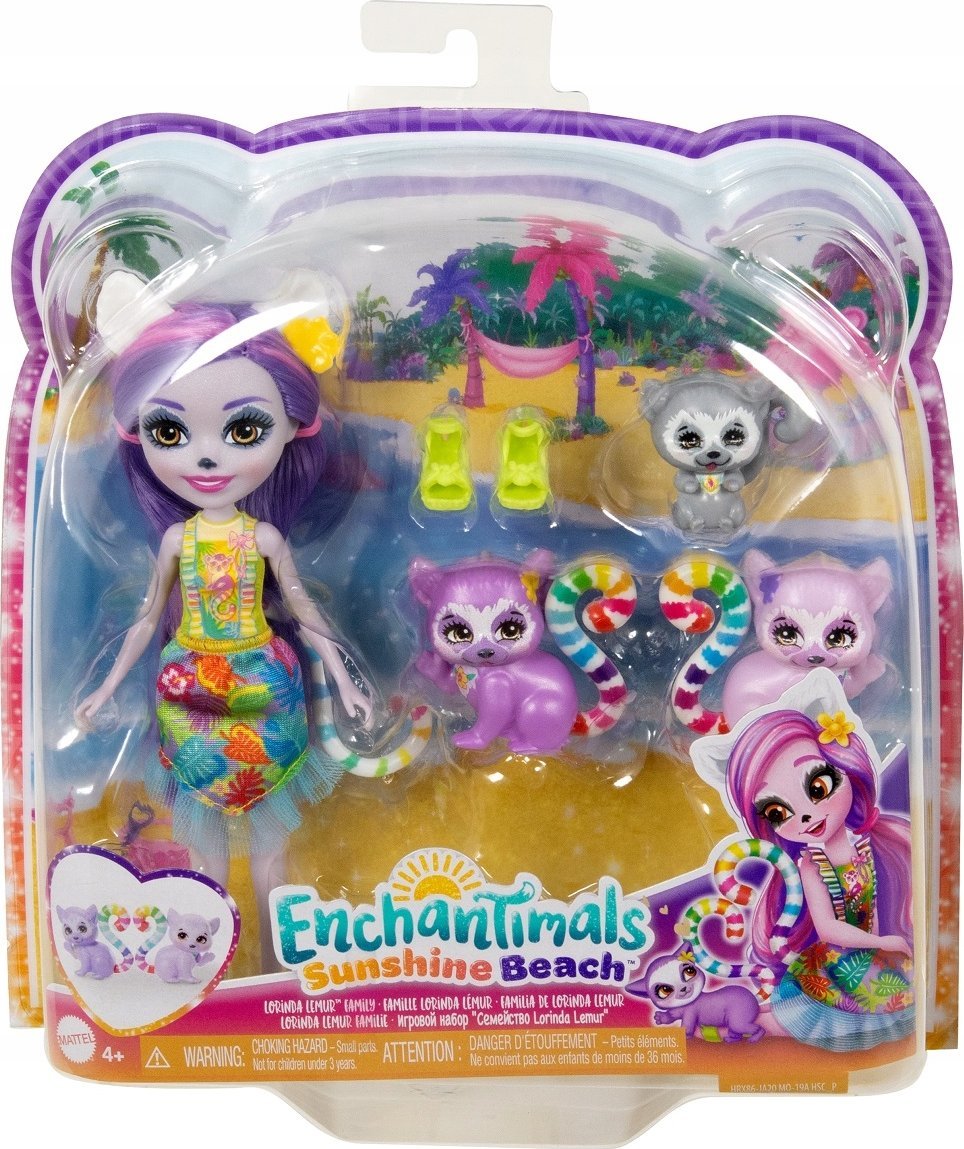 Mattel Panenka Enchantimals + zvířecí figurky Lemurská rodina