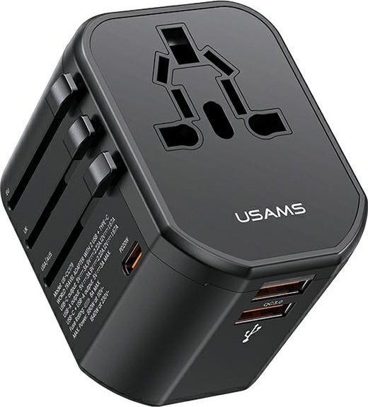 Usams Nabíječka Usams T59 síťová nabíječka cestovní adaptér US/AU/EU/UK 20W 4v1 2xUSB+1xUSB-C