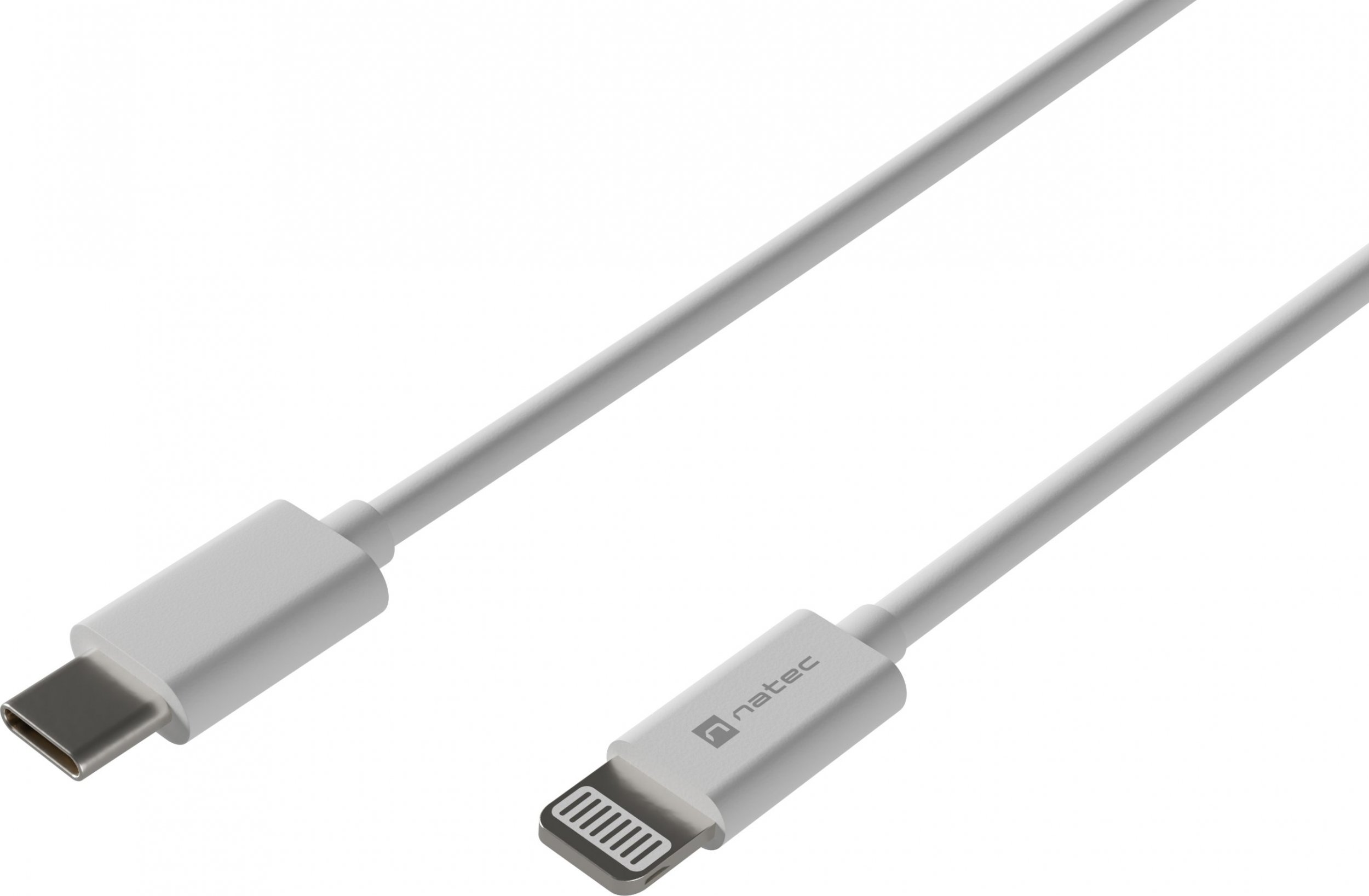 Natec Lightning (M)->USB-C (M) Kabel 2m MFI Prati White