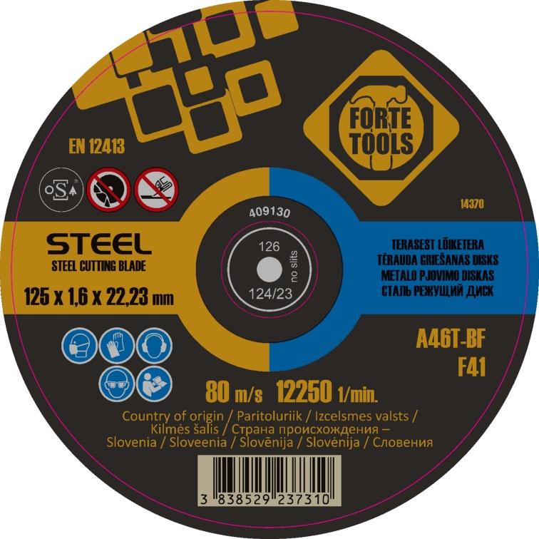Rezný kotúč na kov FORTE TOOLS 125X1,6X22