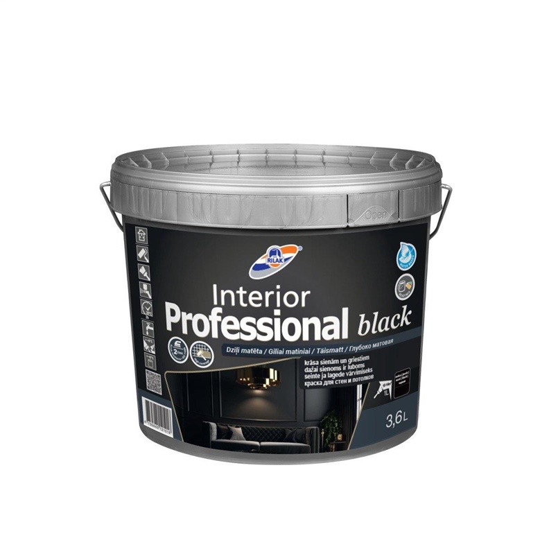 Farba Rilak Interior Professional Čierna, 3,6 L, čierna