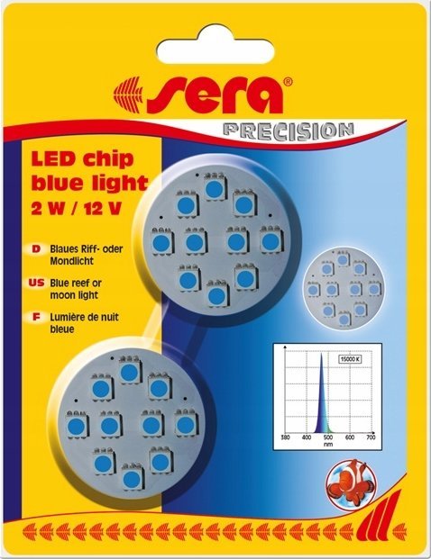 Sera LED čip modré světlo 2 W / 12 V, 2 ks/BAL