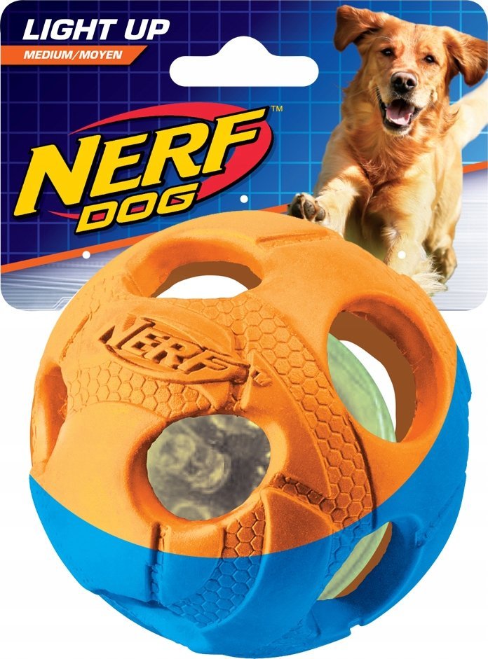 Zeus fotbal Nerf Dog Lluma-Action LED, Red/Green, 6 cm