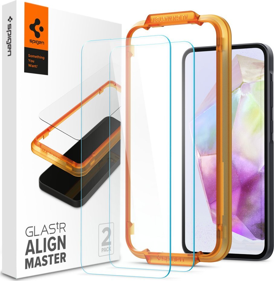Spigen Ochranné tvrzené sklo Glass tR AlignMaster, 2 ks, pro Samsung Galaxy A35