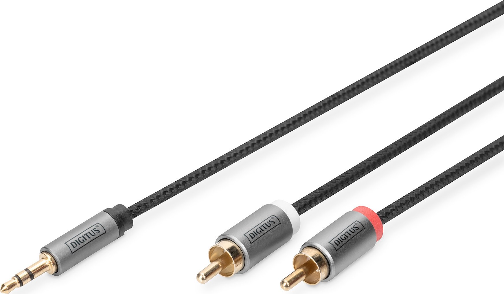Digitus Kabel audio adaptéru MiniJack/Cinch Stereo Type 3,5mm/2xRCA M/M nylon 1m