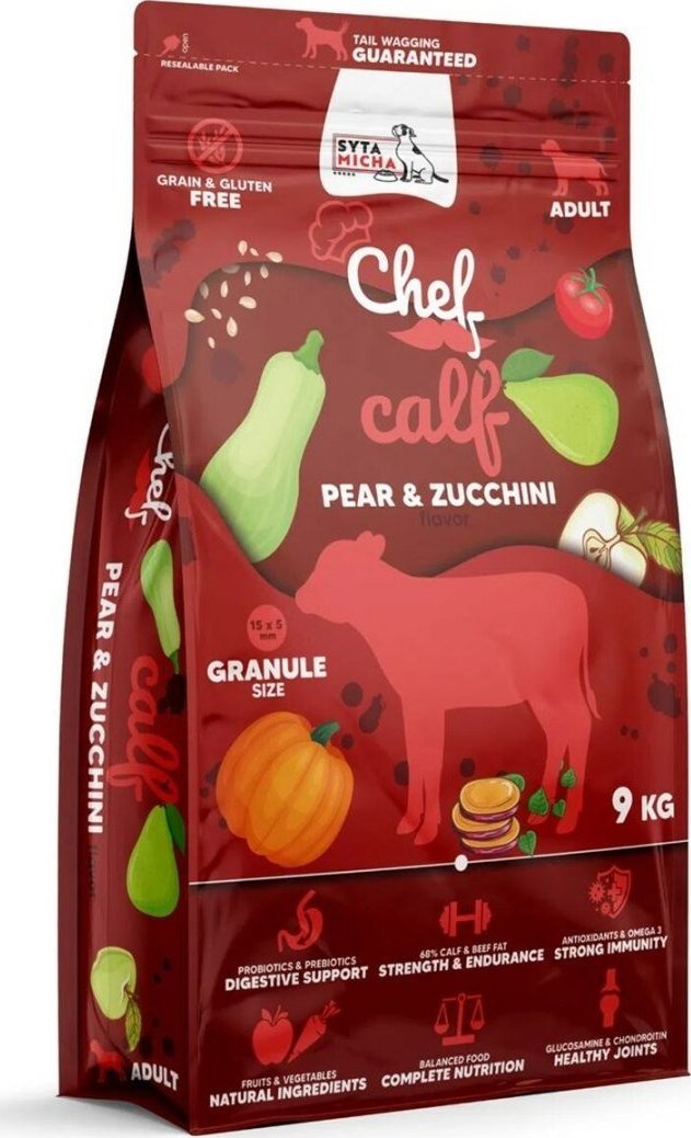 SYTA MICHA Chef Telecí hruška a cuketa - suché krmivo pro psy - 9kg