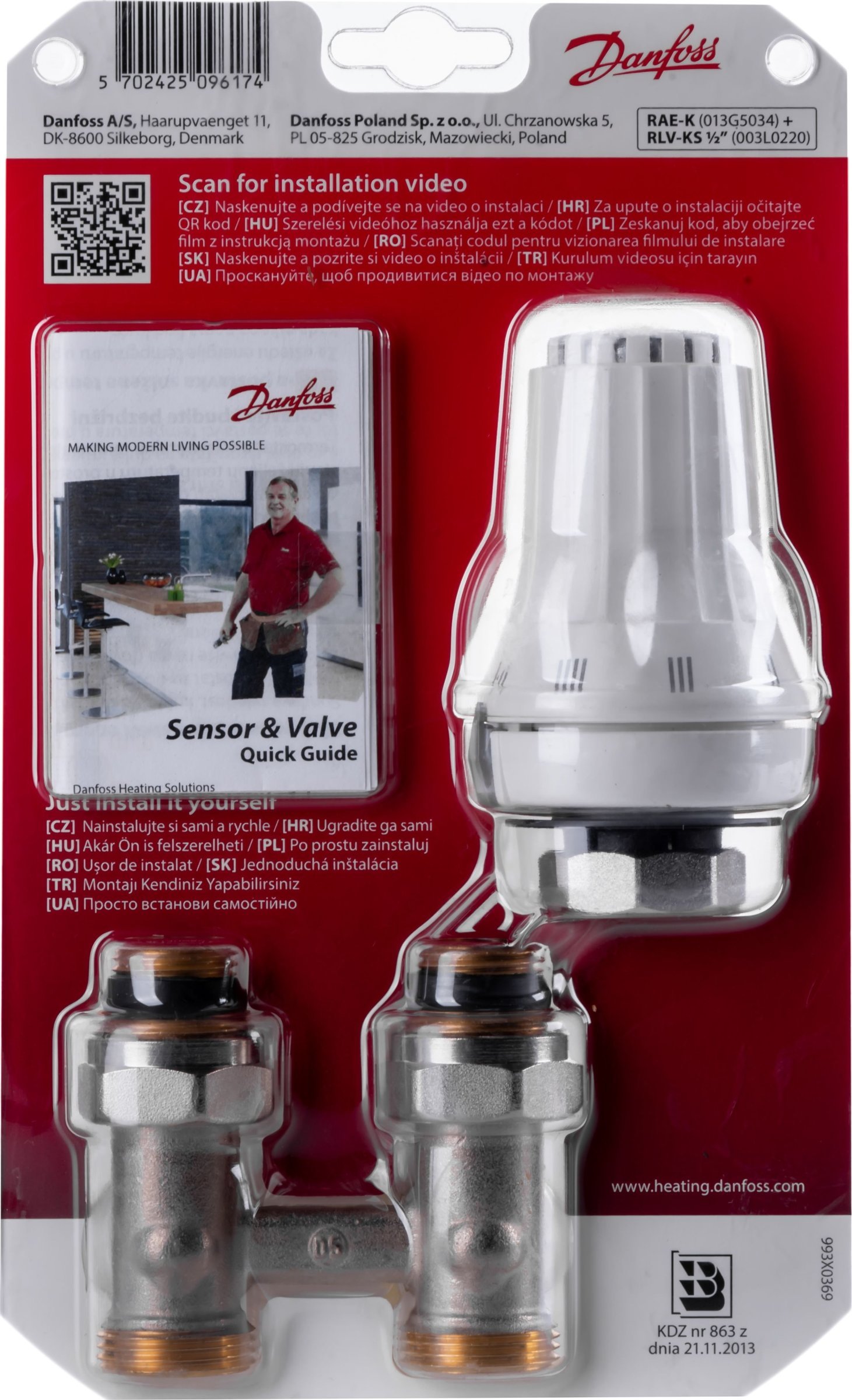 Danfoss 2-Element Simple Set-Rae-K Head, Vko Danfosgrzejniki Kermi, Kamado, Kamad, Purmo, Radson, Stelrad