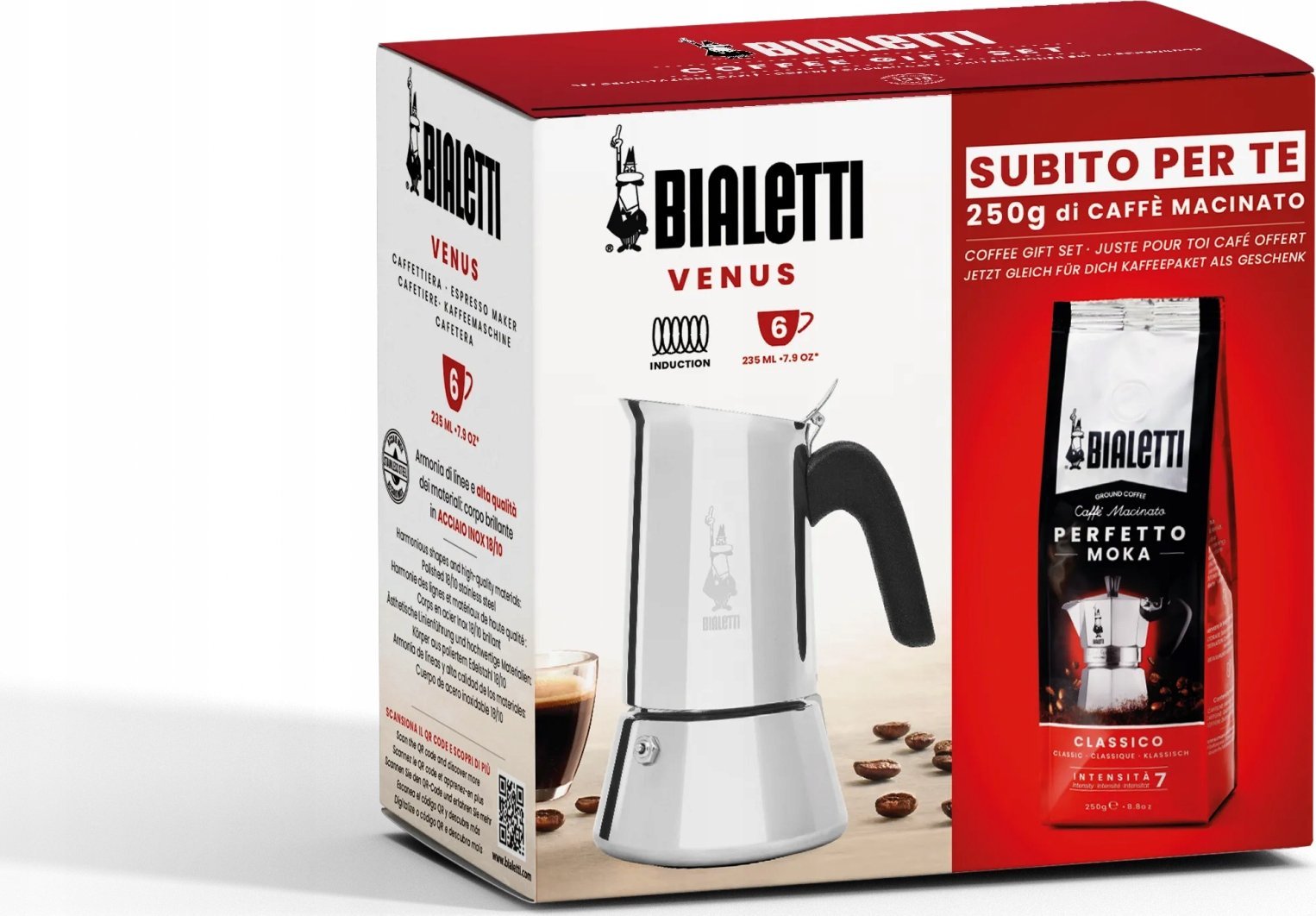 Kávovar Bialetti New Venus 6tz + káva Perfetto Moka Classic