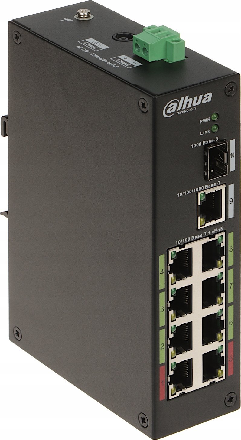 Dahua Technology Přepínač PRŮMYSLOVÝ PŘEPÍNAČ POE/EPOE LR2110-8ET-120-V2 8PORTOVÝ SFP DAHUA
