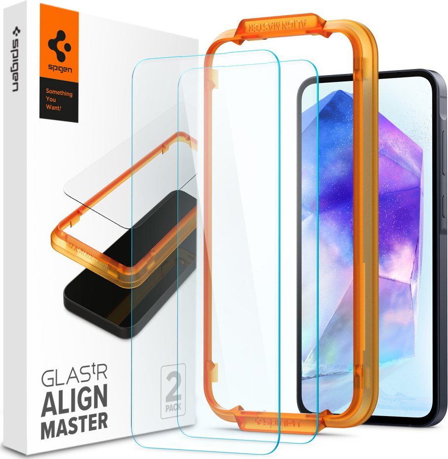 Spigen Ochranné tvrzené sklo Glass tR AlignMaster, 2 ks, pro Samsung Galaxy A55