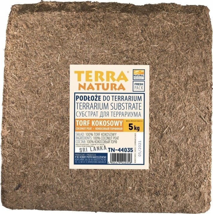 Terra Natura Terrarium substrát brikety kokosová rašelina fóliovaná 5kg (země původu Srí Lanka)