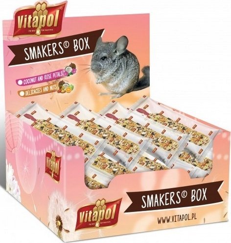 Vitapol SMAKERS SUŠENÉ A SUŠENÉ BOX PRO ČINČILY 12 ks/krab.