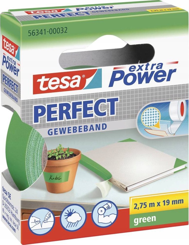 Lepidlo na textilie Tesa. 2,75 m x 19 mm extra výkon zelený Perfect 56341