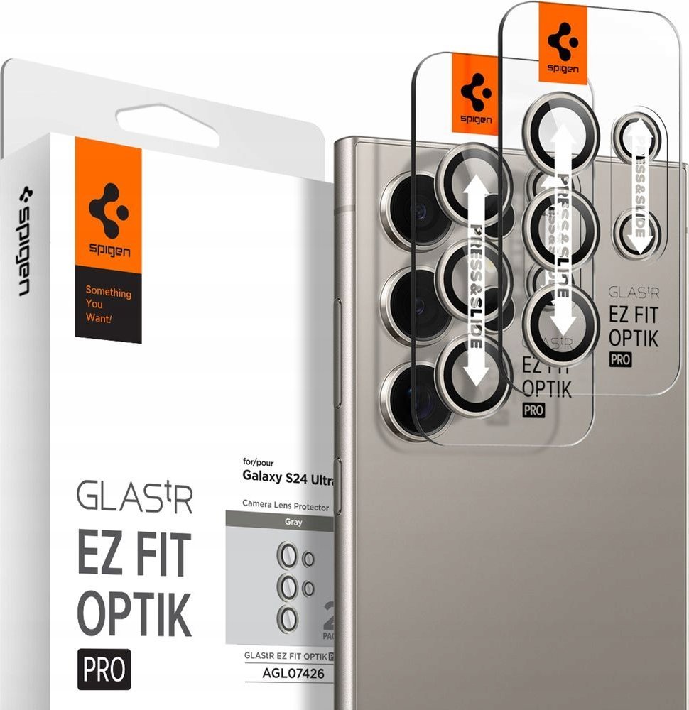 Spigen Spigen Glass tR EZ Fit Optik Pro 2 ks, šedá - Samsung Galaxy S24 Ultra
