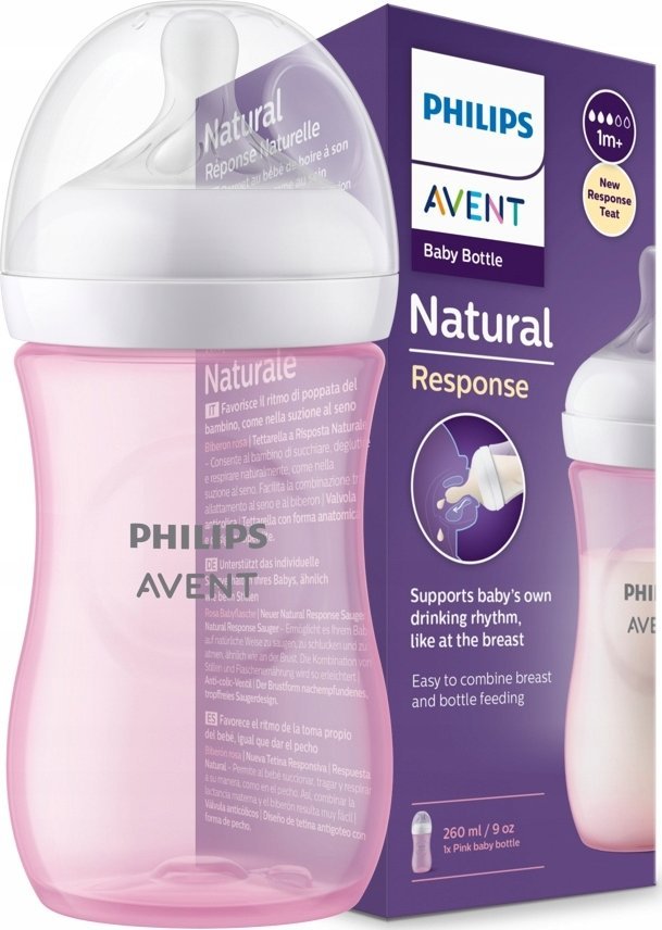 Avent Láhev Avent Natural Response 260 ml růžová
