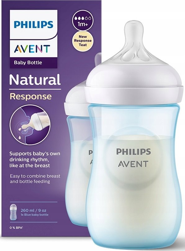 Avent SCY903/21-responzivní lahev přírodní 260ml modrá