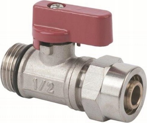 Hydroland Z.KUL.PEX.CZ KULOVÝ VENTIL SE SYTIČKOU MINI PEX 1/2GZX16X1/2 ČERVENÝ // PX-ZKW-MINI-PEX-C