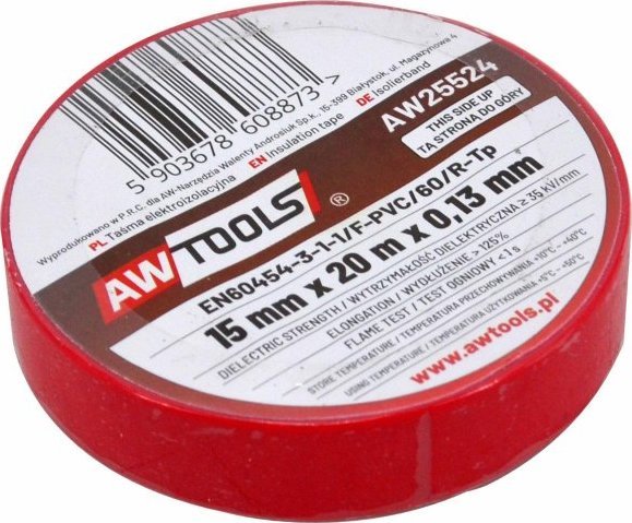 AWTools IZOLAČNÍ PÁSKA 19mm x 20m ČERVENÁ