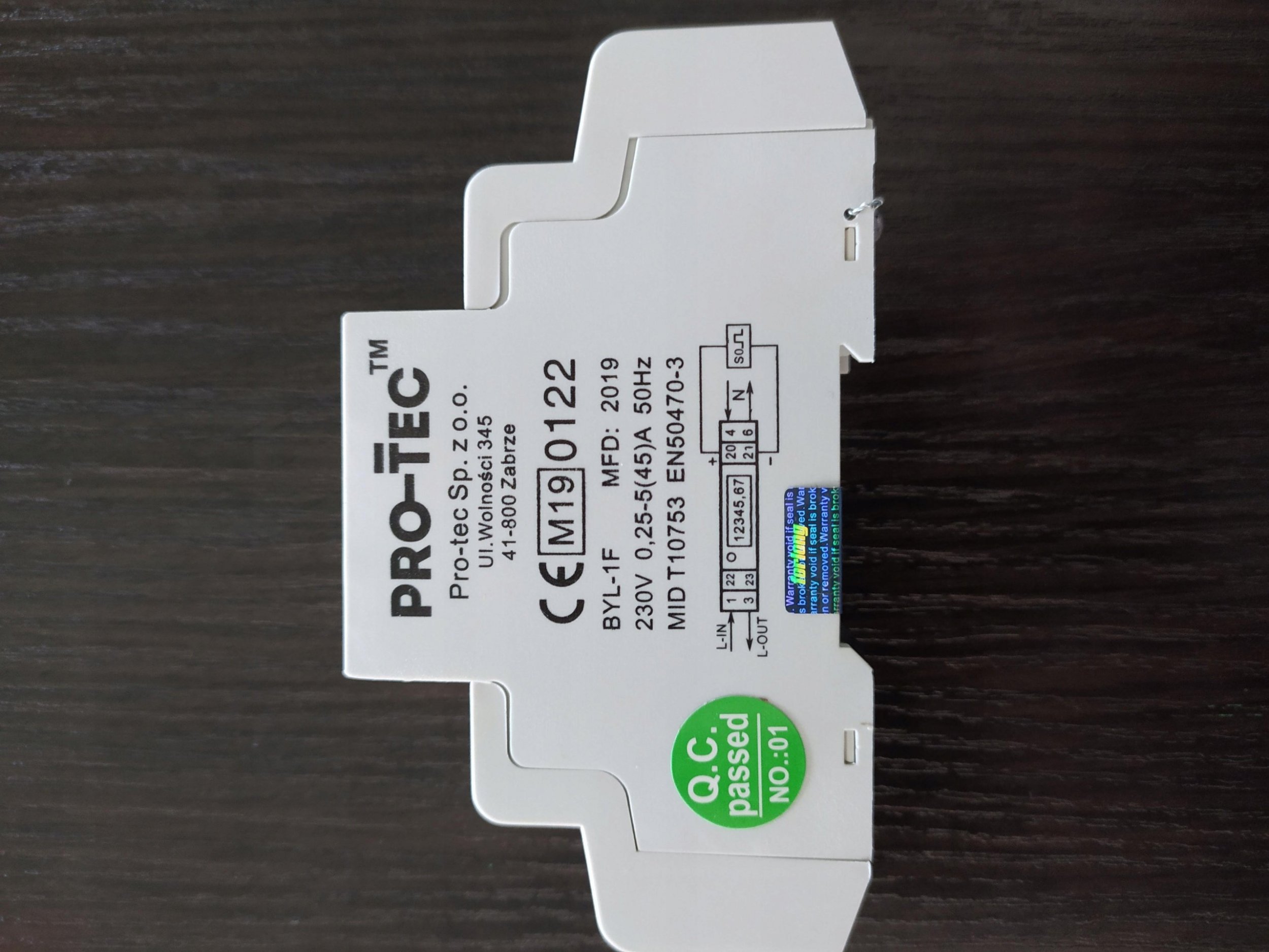 Protec Pro-Tec 4200100 digitální elektroměr MID BYL-1F 0,25-5(45)A