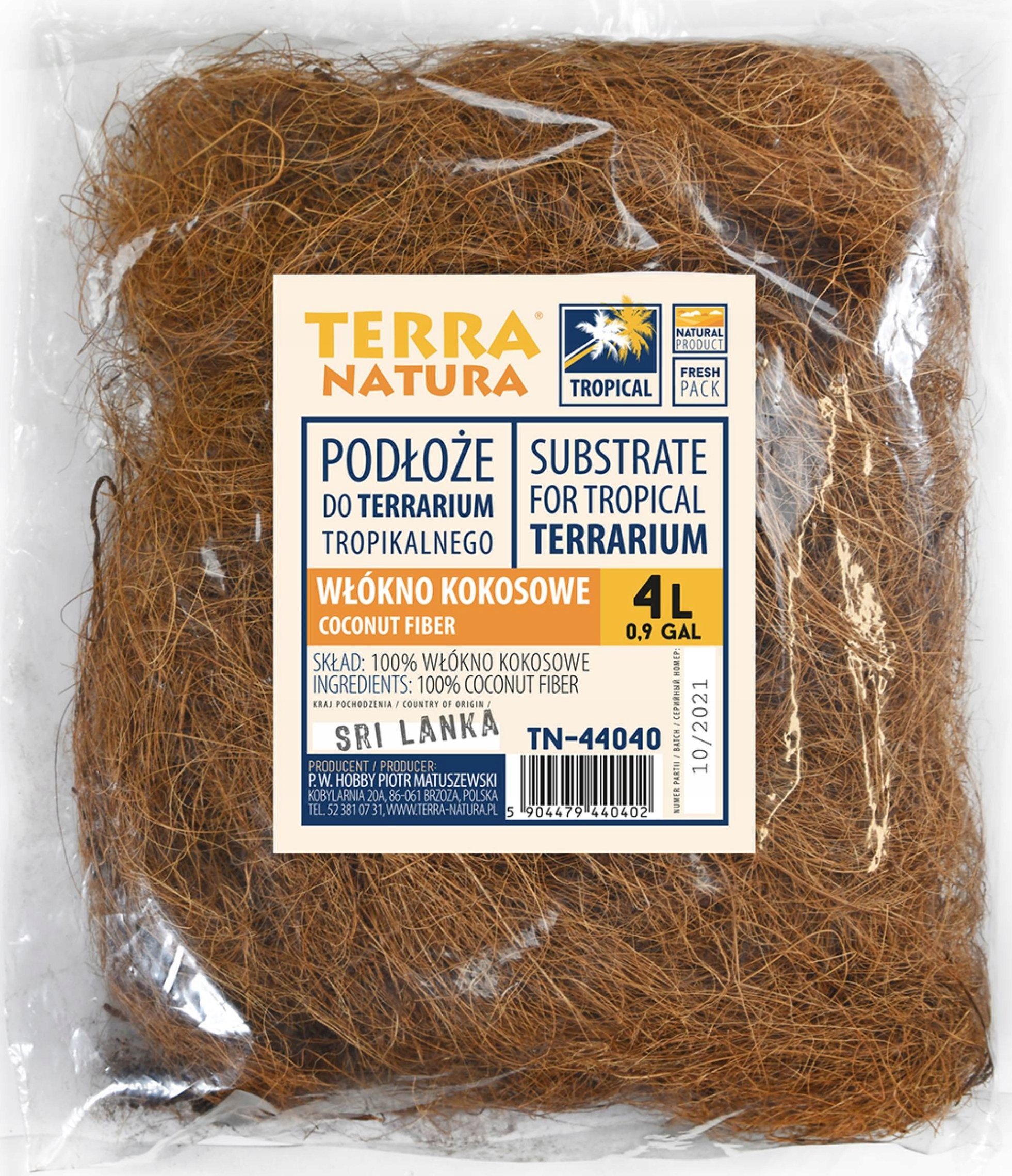 Terra Natura Teráriový substrát, nitě z kokosových vláken 4L (země původu: Srí Lanka)