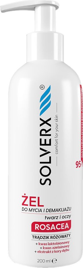 Solverx Rosacea Čisticí a odličovací gel na obličej a oči pro rosaceu 200 ml
