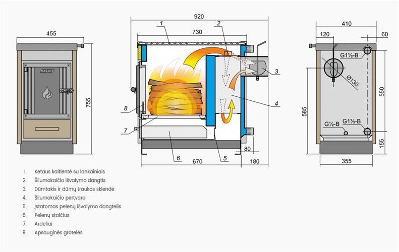 Kotel - sporák KALVIS K-4CN, 11 kW
