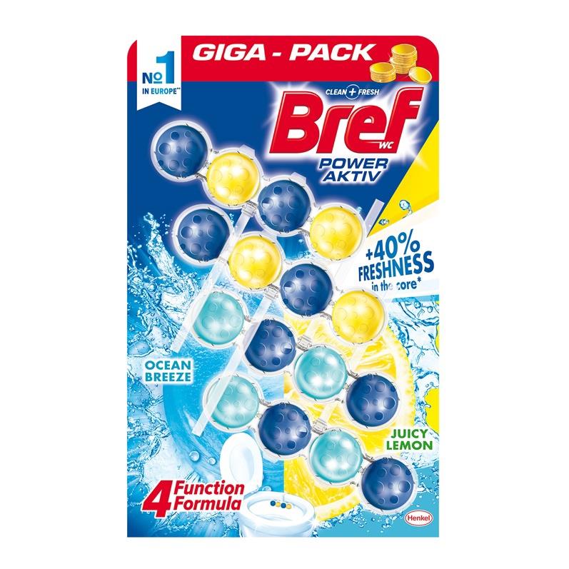 WC čistič-osvěžovač BREF POWER AKTIV LEMON+OCEAN, 4×50 g