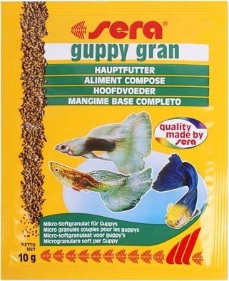 Sera Guppy Gran Nature 10g sáček, granule - rostlinná výživa
