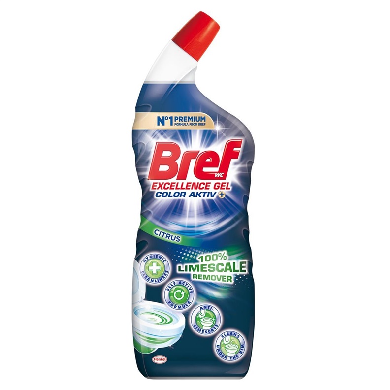 Čistič záchodové mísy BREF EXCELLENCE GEL+COLOR AKTIV, 700 ml