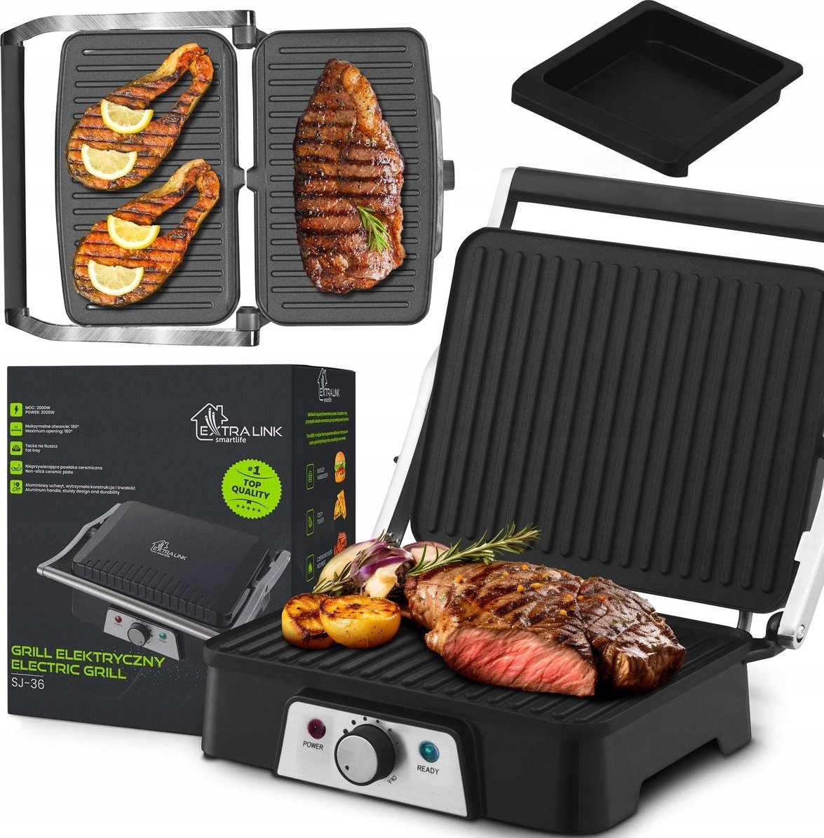 Extralink Elektrický gril Smart Life SJ-36 | Elektrický gril | 2000W gril s regulací teploty