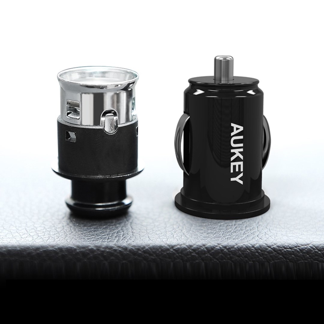 AUKEY CC-S1 mobile device charger Auto Black 2xUSB AiPower 4.8A 24W