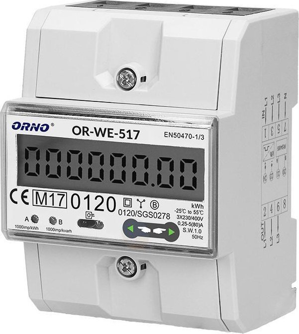 Orno 3fázový vícetarifní elektroměr Orno OR-WE-517 MID