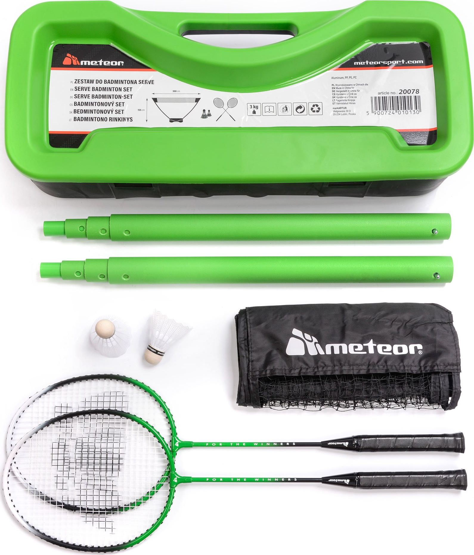 Badmintonový set Meteor 2 rakety + 2 raketoplány + síť Meteor