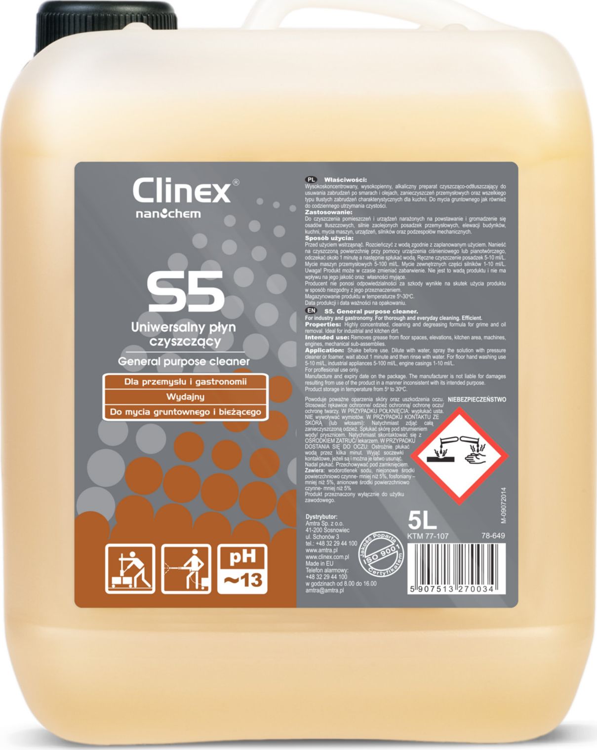 Clinex Univerzální čisticí kapalina na odolné nečistoty CLINEX S5 5L Univerzální čisticí kapalina na odolnou špínu CLINEX S5 5L