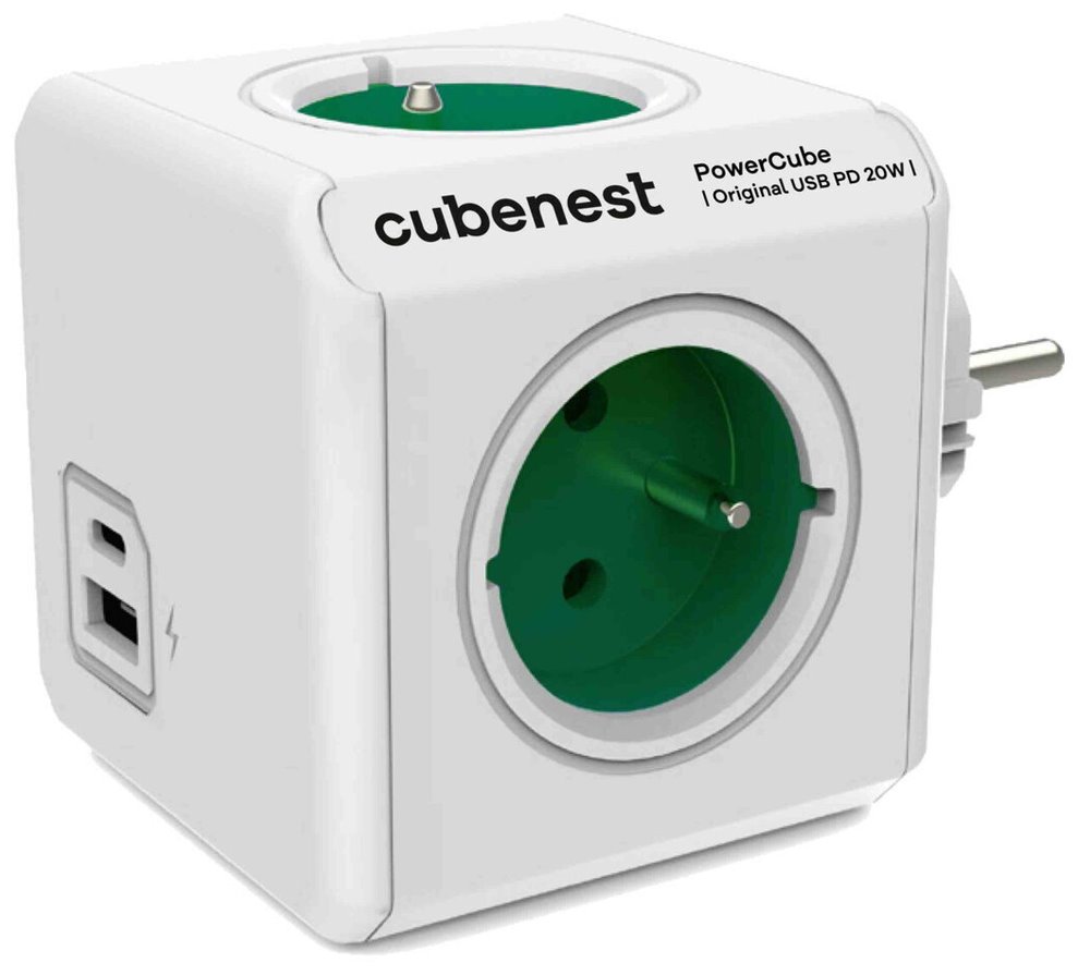 Zásuvka Cubenest PowerCube Original USB A+C PD 20 W Green (1x USB-A, 1x USB-C)