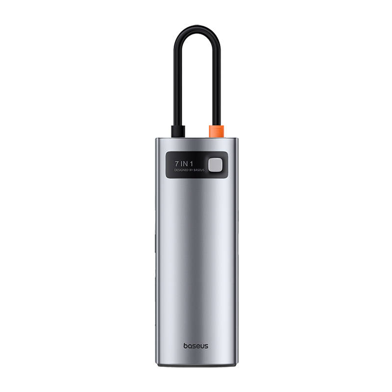 Rozbočovač 7v1 Baseus Gleam, USB-C na 1x HDMI4K 60Hz + 3x USB3.0 + 1x PD + 1x SD/TF (sivý)