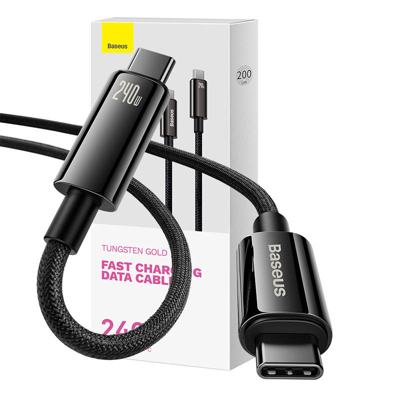 Kábel USB-C na USB-C Baseus Tungsten Gold 240W 2 m (čierny)