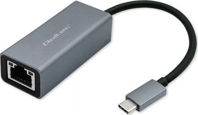Qoltec Ethernetový adaptér USB-C na RJ45 | 1000 Mbps | Hliníkové pouzdro