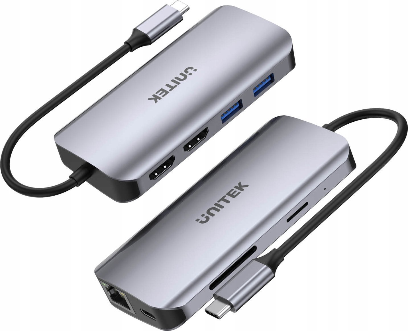 UNITEK ACTIVE HUB USB-C 2X HDMI,SD,4K,RJ45,PD 100W