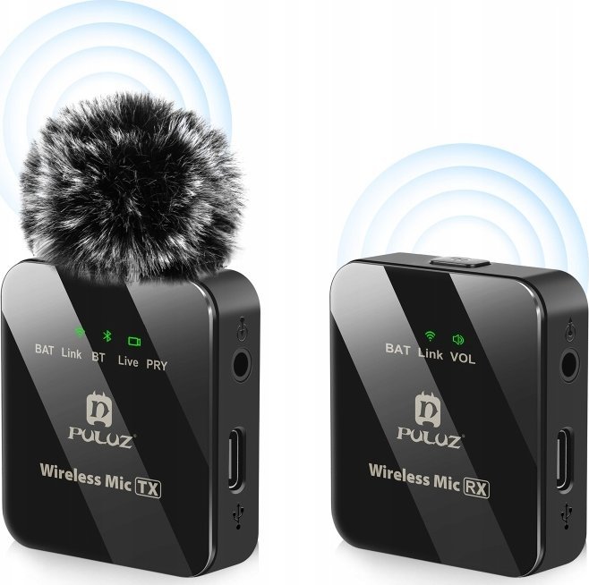Puluz mikrofon Bezdrátový Bluetooth mikrofon 3,5 mm Trs Trrs Pro Telefon Fotoaparát Fotoaparát / Pu3153b